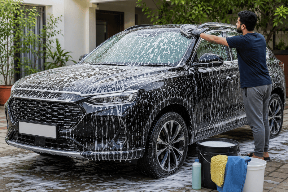 How to clean a car at home with car shampoo